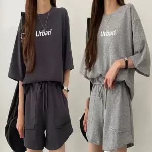 반팔 밴딩 편한 추리닝 반바지 세트 여자 데일리 WFLOZUQ