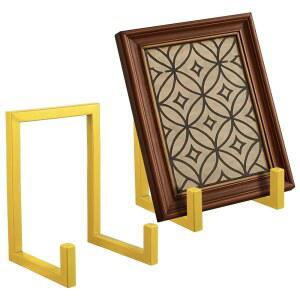 Sweetude 2개 대형 접시 스탠드 디스플레이 금속 프레임 홀더 장식 테이블 상단 이젤 (사진, 책, 접시, 사진 이젤) (골드, 10인치)