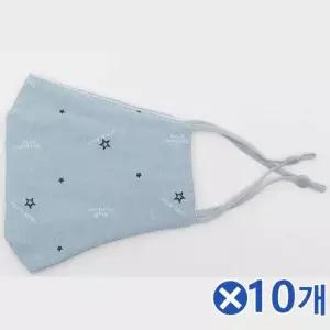 끈조절 별패턴 3겹필터 면마스크 블루x10개