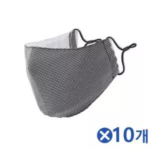 끈조절 체크 2겹 면마스크 블랙x10개 필터마스크