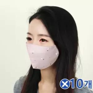 도톰한 깃털패턴 3겹필터 면마스크 핑크x10개