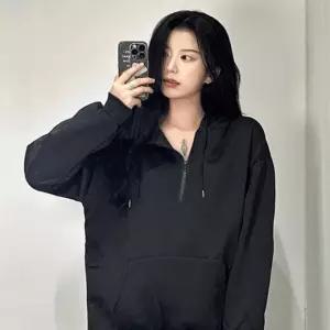 무지 후드티 겨울 그레이 여자 가을 블랙 회색 여성 기모 반집업 포켓 루즈핏 오버핏 남녀공용