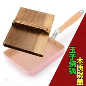 일본식 계란말이팬 목재뚜껑 프라이팬용 미니 사각 보관 논스틱