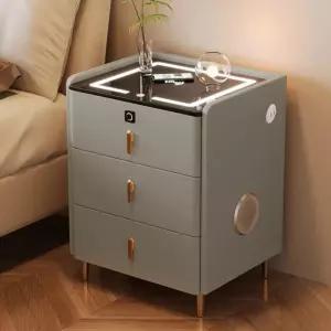 무선 충전 침대 솔리드 테이블 옆 3단 캐비닛