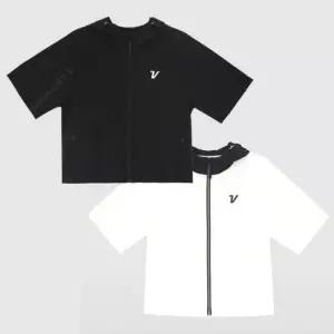 볼빅 여성 골프 간절기 경량 반팔 점퍼 VLWBP201 블랙/화이트