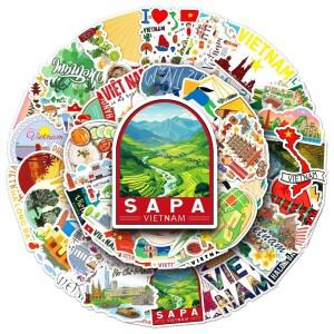 10/50pcs 야외 여행 풍경 베트남 스티커 DIY 핸드북 노트북 휴대폰 스케이트 보드 헬멧 기타 자동차 키즈