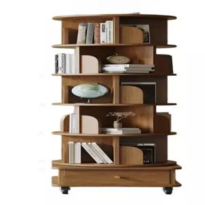 거실책장 회전 책꽂이 보관 책장 5단 회전식 튼튼한 이동 회전식책장 원목