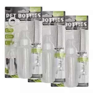 수유량 조절 눈금 젖병과 솔 포함 3개 동물젖병 애완동물용젖병 애견물꼭지