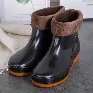 브러시드 남성용 장화 남성 캐주얼 부츠 시즌 장화 털신발 검정 (WFKK3XQ)