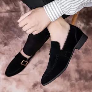 남성 3컬러 빅사이즈 버클 포인트 로퍼 (WFKJST9)