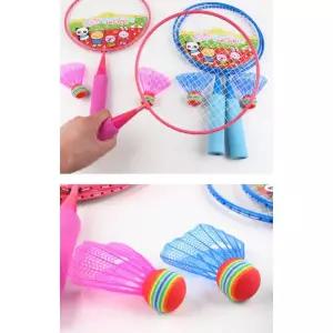 짧은 손잡이 배드민턴 라켓 캐치볼 놀이 장난감 2개 스포츠완구 영유아체육 유아배드민턴