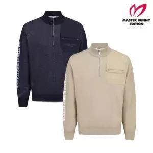 MASTER BUNNY 남성 봄 우븐 포켓 메쉬 하프집업 니트 411E1SR203