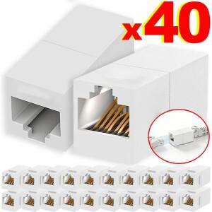 1-40PCS RJ45 키스톤 커플러 네트워크 이더넷 듀얼 스트레이트 헤드 랜 케이블 커넥터 인터넷 CAT 5 5E 6 6