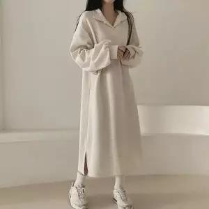 [하프클럽/](스타일하우스) 원피스 OPS CONL3258 오픈 카라 루즈핏 박시핏 기모