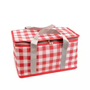kimspp 체크무늬 폴리 피크닉 쿨러가방 레드 (13L) 보냉 보온 소풍 도시락 가방 쿨러백