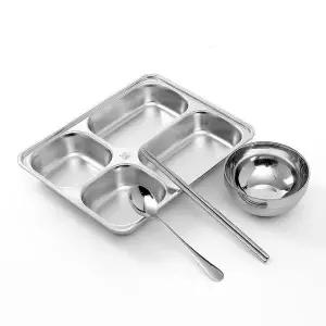 스텐 356LOF50 4구 식판 풀세트 대 스텐식당식판