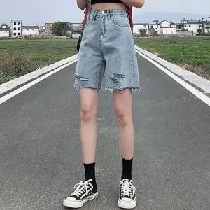 여성 하이웨스트 데미지 워싱 하프팬츠 LK-TS15