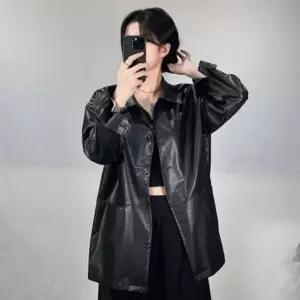 빅사이즈 여성 오버핏 고급 루즈핏 레더 가죽 자켓 재킷 (WFKKPIR)