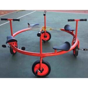 회전 세발 자전거 놀이기구 원형 레드 공원 3인승 놀이터 다인승