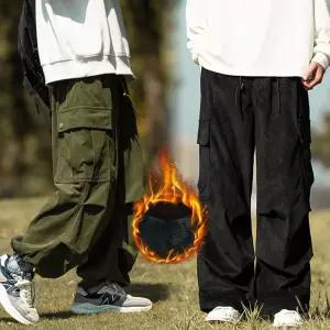 겨울 방한 기모와이드팬츠 코듀로이 카고 조거 팬츠 Iel6+2lec