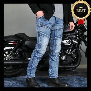 오토바이 타기 청바지 레트로 캐주얼 안티 가을 찢어짐 세척 탄성