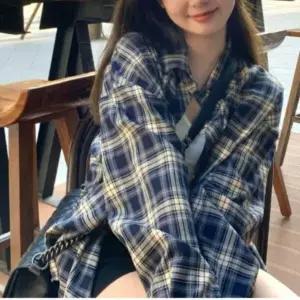 여자 간절기 봄가을 데일리 오버핏 체크 셔츠