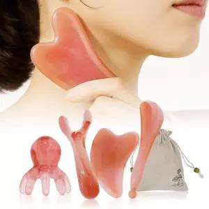 로에드 KCL인증 두피 바디 페이스 전신 미간 코막힘 괄사 마사지기 4종세트 + 파우치포함