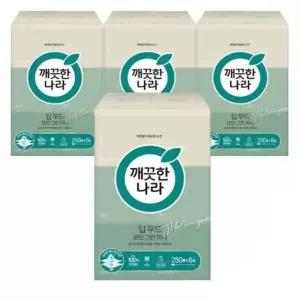 깨끗한나라 딥무드 모던 그린 미니 미용티슈 250매 6입x4팩