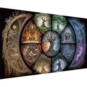 보하디 DIY 5D 다이아몬드 페인팅 키트 아트 대형 트리 추상 풍경 전체 드릴 크리스탈 라인스톤 자수 홈 월 장식용 공예 키트, 27.5X15.7인치