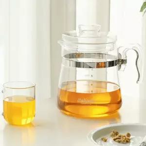 내열 유리 주전자 끓이는 대용량 손잡이 유리 직화 주전자 포트 투명 냉장고 물통 물병