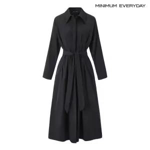 ( 에브리데이)카라 플레어 허리 스트랩 롱 셔츠 원피스 (EC1OW005D)