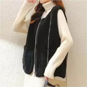 여성 인조양털 레이어드 조끼 뽀글이 이너쪼끼 겨울 사무실 (WFKKHXH)
