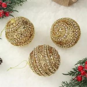 로열골드 장식볼 3p 8cm 더블라인 크리스마스 트리 액세서리 악세사리 오너먼트볼 트리볼 소품