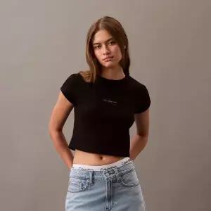 [Calvin Klein]캘빈클라인진 여성티셔츠 베이비 크롭 반팔티 블랙