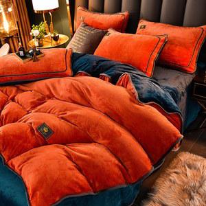 겨울용 두꺼운 벨벳 이불 커버 세트 플란넬 침구 (이불 커버, 시트, 베개 포함) 3/4피스 퀸 사이즈