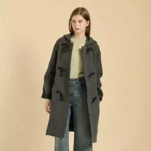 [BCBG] 후드 더플 체크 코트 B5WAH835