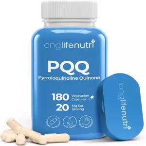 롱라이프뉴트리 PQQ 20mg - 180개의 채식 캡슐 피롤로퀴놀린 퀴논 6개월 공급 일일 에너지 및 정신 능력