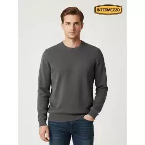 [하프클럽/인터메조]데일리 라운드넥 니트 그레이 IMFFMKN155