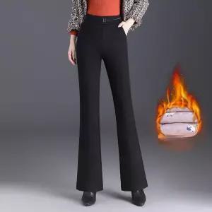 여자바지 슬랙스 실크 벨벳 부츠컷 팬츠 겨울 슬림핏 기모 캐주얼 방한 스판 슬림 원템4