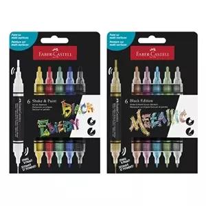 고품질 파버 블랙 에디션 듀얼팁 아크릴마커 6입 마커 필기 신학기 사인펜 아크릴마카 학용품 선물 WFHYBI