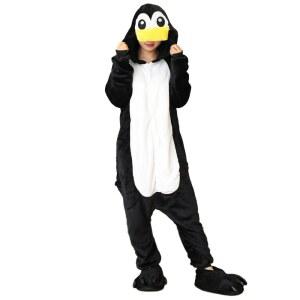 KIGURUMI 검은 펭귄 만화 잠옷 ONESIES 성인 여성 남성 동물 잠옷 크리스마스 할로윈 코스프레 파티 의상