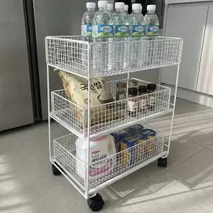 이동식 3단 서랍 철제 바퀴형 수납 수거함