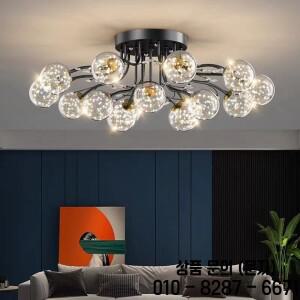 레트로 반딧불 천장 조명 LED 블랙 골드 유리 볼 크리스탈 침실 미적 스타 라이트