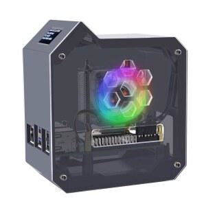 라즈베리 파이 파이 5용 GeekPi 미니 타워 키트, ICE 타워 쿨러가 장착된 케이스, 0.96인치 OLED 모듈, 라즈베리 파이 파이 5 8GB용 GPIO 1~2 확장 보드