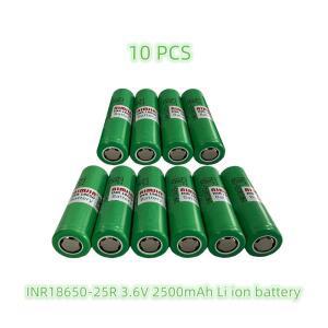 삼성 INR 18650 25R 용 배터리, 리튬 이온 교체 외장 3.6V, 2500mAh, 10PCs