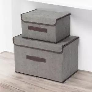 린넨 리빙박스 2종세트 옷정리함 보관상자