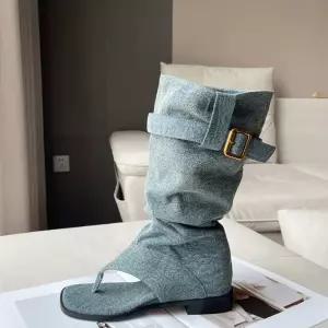 쪼리 워커 발가락 플랫 부츠 신발 데님 오픈토 샌들 여성