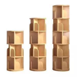 회전식 책장 틈새 공간 타워 거실 조립식 책꽂이 원목