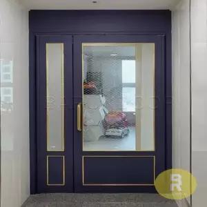 12번 비대칭양개스윙중문 고시형 로열블루 투명망입(부식)강화유리