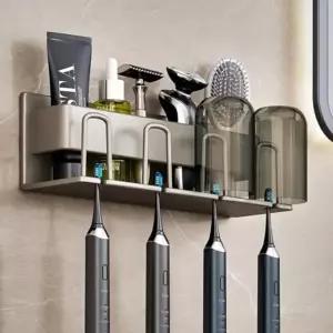 화장실 양치 치약 면도기 칫솔 꽂이 4구 무타공 거치대